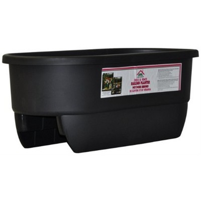 Black Rectangular Polypropylene Dual Rail Deck Planter, 24in