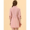 INSPIRE CHIC Women's 3/4 Sleeve Button Front Solid Color Flare Mini Shirt Dress - 4 of 4