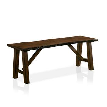 Lyoth Bench with Live Edge Wooden Seat Walnut - HOMES: Inside + Out