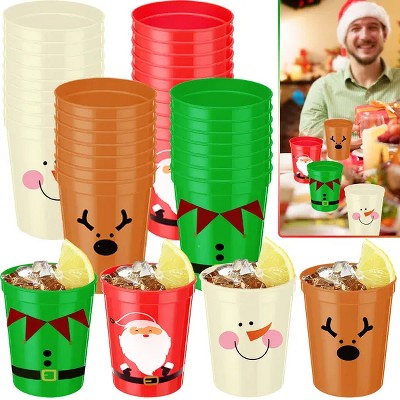 12 piece set of disposable Christmas beverage cups,Santa Claus/snowman/reindeer patterned beverage cups,Christmas and New Year party supplies