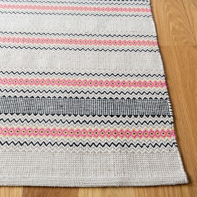 Handwoven Pink and Beige Cotton Runner Rug, 2'3" x 8'