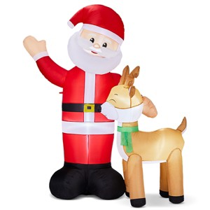 SEVOBAL Inflatable Holiday Decorations 6.3FT Christmas Inflatable Decoration Inflatable Santa and Reindeer Yard Decorations, Multi, 61"*31.5"*74.8" - 1 of 4