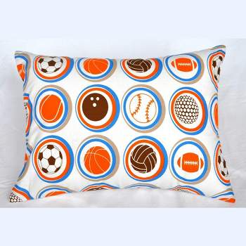 Bacati - Mod Sports Blue Orange Beige Brown Throw Pillow