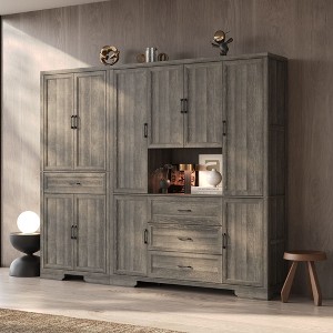 FUFU&GAGA Multifunctional Modular Storage Cabinet Bookcase Display Cabinet with Adjustable Shelving, Drawers & Safety Features - 1 of 4