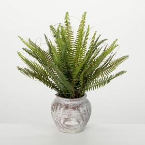 Sullivans Artificial 16" Rustic Potted Fern Bush, Green - 1 of 4