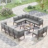 ALAULM 14 Pieces Metal Patio Furniture Set Modern Metal Outdoor Conversation Sets, Patio Sectional Sofa w/5 Inch Cushion and Coffee Table, Grey - 2 of 4