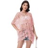 Anna-Kaci Women's Open Front Crochet Cover-Up with Floral Pattern and Short Sleeves - 4 of 4
