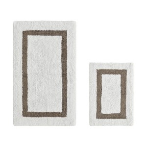 Hotel 2 PC Bath Rug 100% Premium Cotton Tufted Weave Two Tone Reversible Bathroom Rug, Super Soft Absorbent, Machine Washable Bath Mat - 1 of 4
