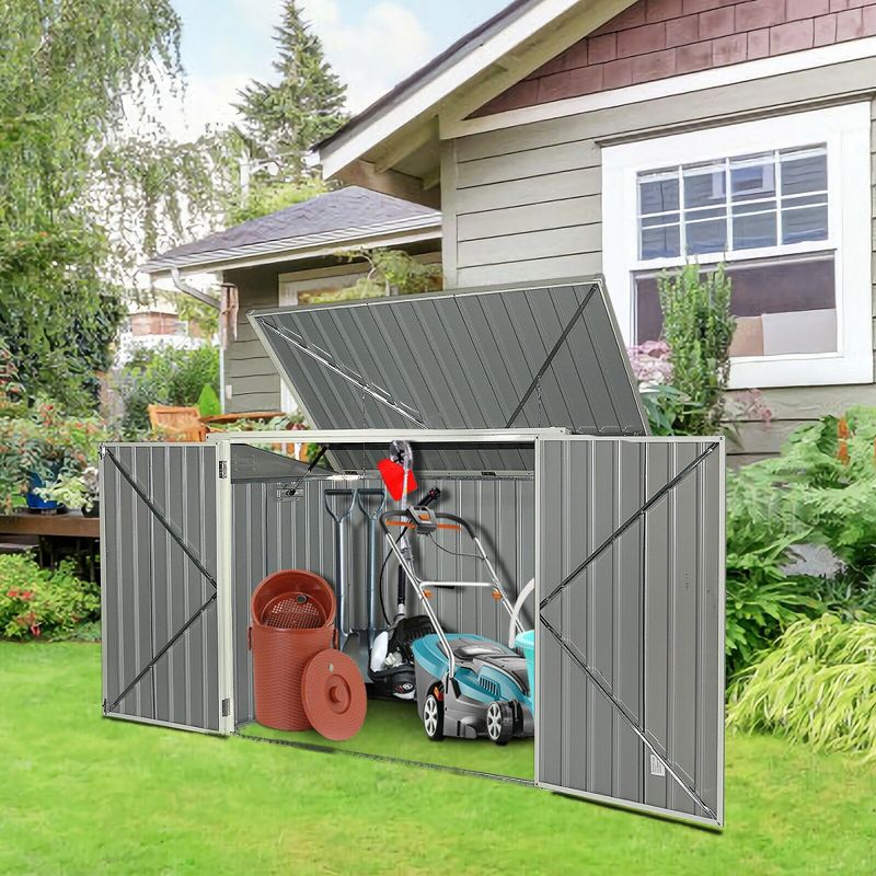 Costway 6x3FT Horizontal Storage Shed 68 Cubic Feet for Garbage Cans Tools Accessories, 3 of 11