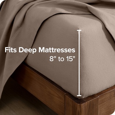 Twin Taupe Cotton Flannel Deep Pocket Fitted Sheet