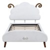 CAVINAS Queen Bed Frame with Headboard, Cloud-shaped Headboard, Upholstered Platform, with Rounded Footboard and Pocket, Living Room, Apartment - 3 of 4