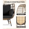 Egg Chair Wicker Outdoor Chairs, Oversize Patio Chair Rattan Lounger Chair w/ 4 Cushions & Steel Frame Stand for Indoor Outdoor Patio Backyard - 4 of 4