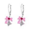 Chanteur Hypoallergenic Kids Jewelry Accessories Pink Enamel CZ White Gold Palladium Plating Earrings leverback is made from 925 Sterling silver - 2 of 4