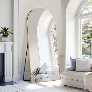 Lirago Metal Full Length Wall Mirror with Embedded Bracket 79*35 Gold - 1 of 4