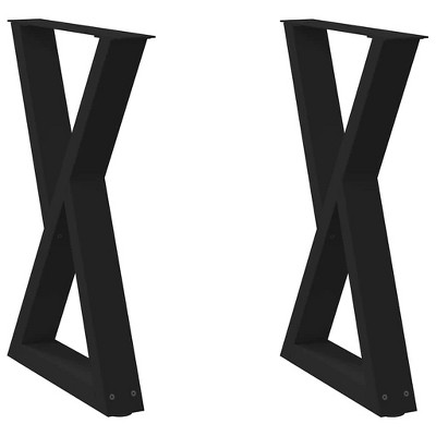 vidaXL Steel Table Legs - Sleek Black Adjustable Design - Dining/Office Use 23.6"x(28.3"-28.9")
