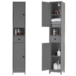 64.5" Bathroom Storage Cabinet with Adjustable Shelves, Door & Drawer for Bathroom, Living Room & Kitchen Organization - 1 of 4