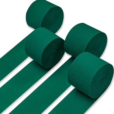 PartyWoo Crepe Paper Streamers Green 4 Rolls 328 ft 1.8 Inch x 82 Ft Roll