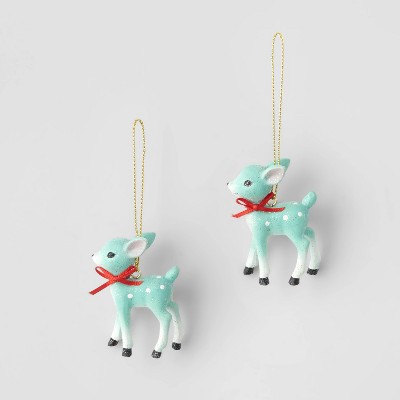 Retro Small Deer Ornament 2pk Blue - Wondershop™