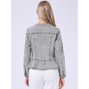 INSPIRE CHIC Women's Peplum Collarless Round Neck Button Down Cropped Ruffle Hem Denim Jackets - 4 of 4