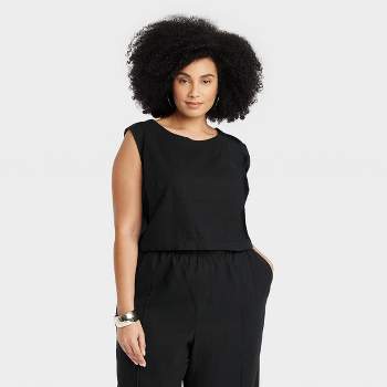 Women's Jeweled Neckline Tank Top - A New Day™ Black Xl : Target