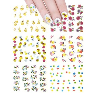 Wrapables Nail Art Water Nail Stickers Water Transfer Stickers / Nail Art Tattoos / Nail Art Decals, Colorful Flowers (6 Sheets) - 1 of 2
