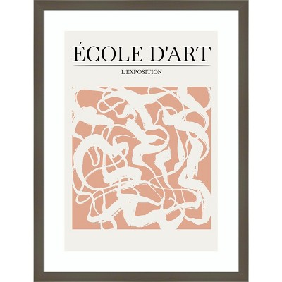 Ecole d&#039;Art Abstract Peach and White Framed Print