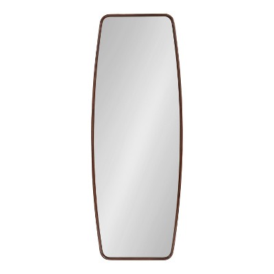Bronze Barrel-Shaped Full Length Mirror with Wood Frame, 18x48