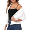 Women's Blazer 3/4 Gathered Sleeve Lapel Cardigan Dressy Light Weight Suit Jackets Fall Elasticity Short Blazers Dressy - 3 of 4