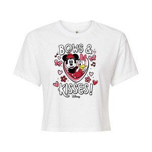 Women's - Disney - Bows And Kisses Cropped Graphic T-Shirt - 1 of 4