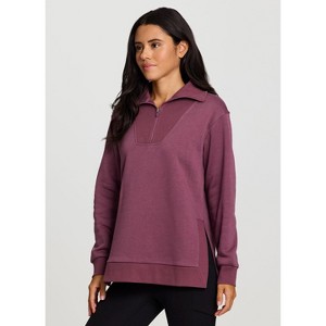 RBX Active Women's 1/4 Zip Sweatshirt Cotton Blend Fleece Quarter Zip Mock Neck Pullover Tunic - 1 of 4