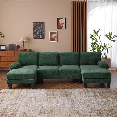 SYFERLORY 6 Seater Sofa Living Room Sofa Modular Sectional Sofa U Shaped Couch Set, Beige