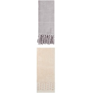 REGALWOVEN 2 Packs Solid Cotton Absorbent Soft Bathroom Hand Towel 14" x 30" - 1 of 4