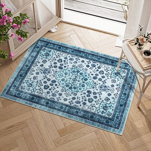 Washable Area Rug Vintage Foldable Thin Rug,Soft Low-Pile Non-Slip Stain Resistant Floor Indoor Outdoor Carpet - 1 of 4