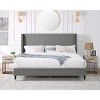 Sapphtopaz Bed Frame Platform Bed with Velvet Wingback Headboard, Wood Slats Support Bedroom Furniture, No Box Spring Needed - 2 of 4