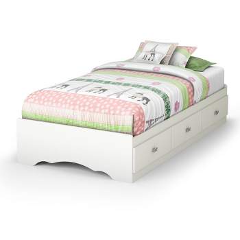 Twin Tiara Mates Kids' Bed with 3 Drawers   Pure White  - South Shore