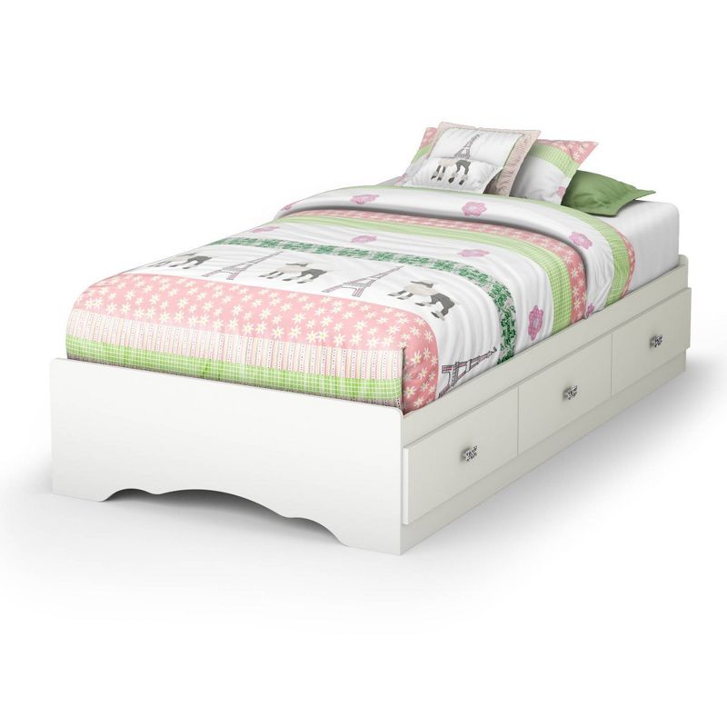 Twin Tiara Mates Kids&#39; Bed with 3 Drawers   Pure White  - South Shore, 1 of 7