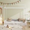 Twin/Full Size 3-in-1 Convertible Montessori Metal Floor Bed, Fenced Toddler Bed, Canopy Platform Bed - ModernLuxe - 2 of 4