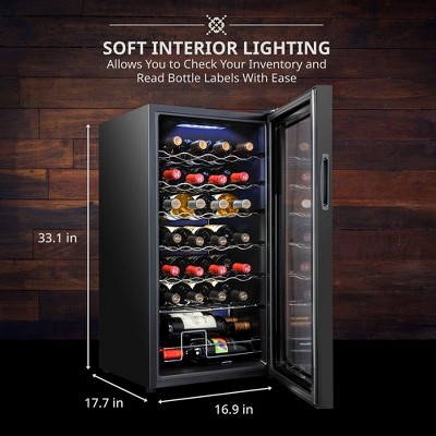 Ivation 28 Bottle Black Freestanding Wine Cooler with Lock