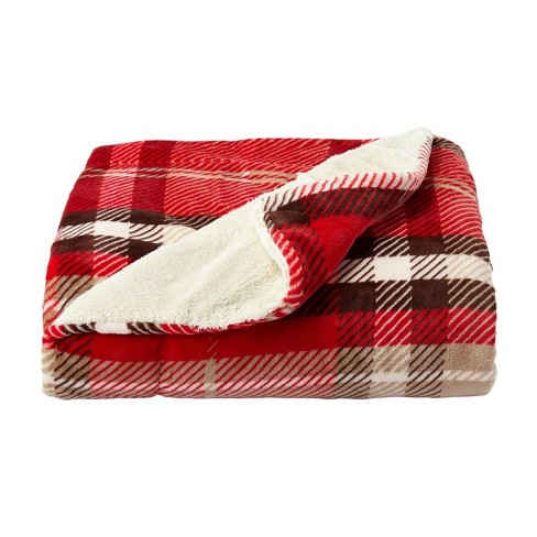 Plaid sherpa throw online blanket