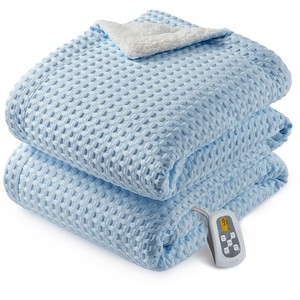 Heated Electric Throw Blanket, Waffle Electric Blanket with 6 Heat Settings & 4-Hour Auto-Off, Machine Washable, White - 1 of 2