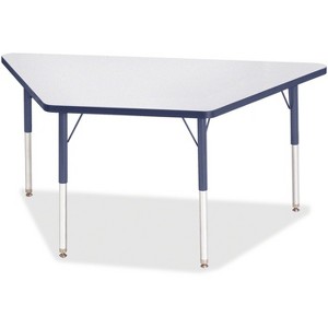 Jonti-Craft Berries Adult-Size Gray Laminate Trapezoid Table (30 x 60) in Blue - 1 of 2