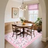 Floral Rugs for Living Room Bedroom Washable Bow Pattern Area Rug Non Slip Low Pile Indoor Home Decor Carpet - 3 of 4