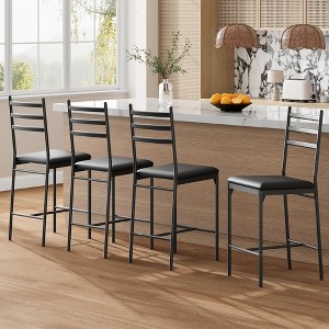 Whizmax Bar Stools Set of 2/4 - Faux Leather Counter Height Stools with Back, Thick Cushion & Footrest for Kitchen Island - 1 of 4