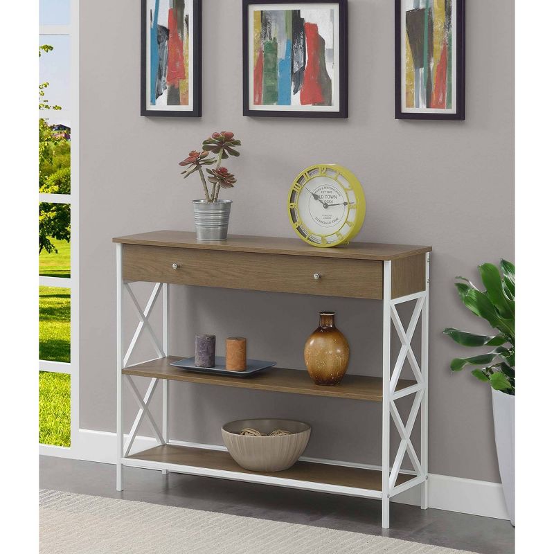 Tucson 1 Drawer Console Table with Shelves Driftwood/White - Breighton Home, 3 of 7