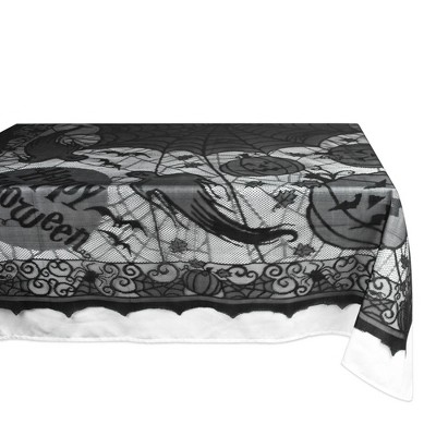 Happy Halloween Lace Tablecloth Black - Design Imports