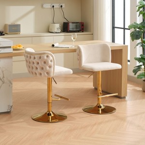 NicBex Swivel Bar Stools Set of 2,Velvet Counter Height Bar Stools with Back Tufted,Adjusatble Seat Height Bar Chairs for Home Pub,Kitchen,Cafe - 1 of 4