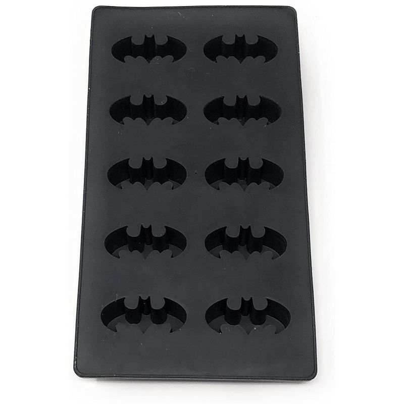 Silver Buffalo DC Comics Batman Logo Silicone Ice Cube Tray | Makes 10 Molded Cubes, 1 of 5