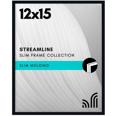 Americanflat 12x15 Picture Frame  - Streamline Collection - Thin Border Picture Frame for Wall Display - Hanging Hardware Included - Black
