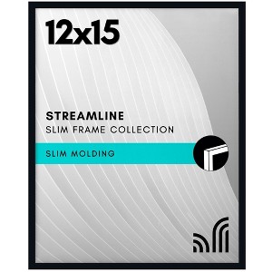 Americanflat 12x15 Picture Frame  - Streamline Collection - Thin Border Picture Frame for Wall Display - Hanging Hardware Included - Black - 1 of 4