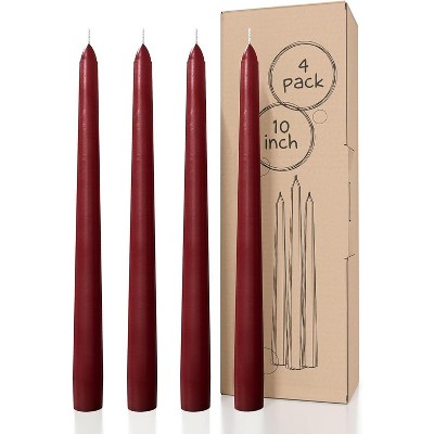 10 inch Taper Candles Set of 4 - Dripless Taper Candles and Unscented Candlesticks - Perfect as Dinner Candles and Household Candles